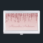Pink Rose Gold Glitter and Sparkle Monogram Business Card Holder<br><div class="desc">Pink Rose Gold Faux Dripping Glitter and Sparkle Elegant Girly Business Card Holder. This Business Card Holder can be customised to include your first and last name.</div>
