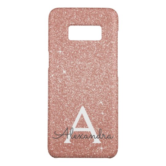 Pink Rose Gold Glitter and Sparkle Monogram Case-Mate Samsung Galaxy S8 Case