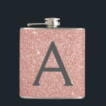 Pink Rose Gold Glitter and Sparkle Monogram Hip Flask<br><div class="desc">Pink Rose Gold and Charcoal Grey (Grey) Faux Glitter and Sparkle Elegant Monogram Flask. This Flask can be customised to include your initial and first name. The Pink Rose Gold Flask is perfect for a birthday or bachelorette party celebration.</div>