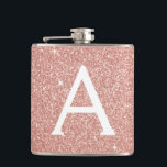 Pink Rose Gold Glitter and Sparkle Monogram Hip Flask<br><div class="desc">Pink Rose Gold Faux Glitter and Sparkle Elegant Monogram Flask. This Flask can be customised to include your initial and first name. The Pink Rose Gold Flask is perfect for a birthday or bachelorette party celebration.</div>