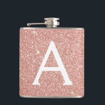 Pink Rose Gold Glitter and Sparkle Monogram Hip Flask<br><div class="desc">Pink Rose Gold Faux Glitter and Sparkle Elegant Monogram Flask. This Flask can be customised to include your initial and first name. The Pink Rose Gold Flask is perfect for a birthday or bachelorette party celebration.</div>
