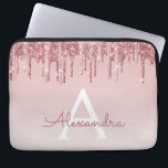Pink Rose Gold Glitter and Sparkle Monogram Laptop Sleeve<br><div class="desc">Blush Pink - Rose Gold Faux Dripping Glitter and Sparkle Elegant Monogram Laptop Computer Case. This monogrammed case can be customised to include your initial and first name.</div>