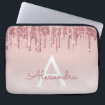 Pink Rose Gold Glitter and Sparkle Monogram Laptop Sleeve<br><div class="desc">Blush Pink - Rose Gold Faux Dripping Glitter and Sparkle Elegant Monogram Laptop Computer Case. This monogrammed case can be customised to include your initial and first name.</div>