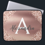 Pink Rose Gold Glitter and Sparkle Monogram Laptop Sleeve<br><div class="desc">Pink Rose Gold Faux Glitter and Sparkle Metallic Foil Elegant Monogram Case. This case can be customised to include your initial and first name.</div>