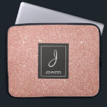 Pink Rose Gold Glitter and Sparkle Monogram Laptop Sleeve<br><div class="desc">Pink Rose Gold Faux Glitter and Sparkle Elegant Monogram Case. This case can be customised to include your initial and first name.</div>