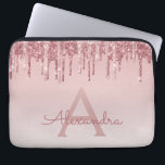 Pink Rose Gold Glitter and Sparkle Monogram Laptop Sleeve<br><div class="desc">Blush Pink - Rose Gold Faux Dripping Glitter and Sparkle Elegant Monogram Laptop Computer Case. This monogrammed case can be customised to include your initial and first name.</div>