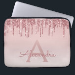 Pink Rose Gold Glitter and Sparkle Monogram Laptop Sleeve<br><div class="desc">Blush Pink - Rose Gold Faux Dripping Glitter and Sparkle Elegant Monogram Laptop Computer Case. This monogrammed case can be customised to include your initial and first name.</div>