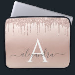 Pink Rose Gold Glitter and Sparkle Monogram Laptop Sleeve<br><div class="desc">Pink Rose Gold Faux Glitter and Sparkle Elegant Monogram Case. This case can be customised to include your initial and first name.</div>