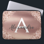 Pink Rose Gold Glitter and Sparkle Monogram Laptop Sleeve<br><div class="desc">Pink Rose Gold Faux Glitter and Sparkle Metallic Foil Elegant Monogram Case. This case can be customised to include your initial and first name.</div>