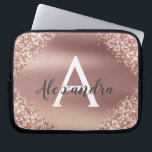 Pink Rose Gold Glitter and Sparkle Monogram Laptop Sleeve<br><div class="desc">Pink Rose Gold Faux Glitter and Sparkle Metallic Foil Elegant Monogram Case. This case can be customised to include your initial and first name.</div>