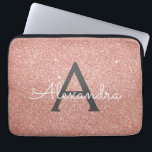 Pink Rose Gold Glitter and Sparkle Monogram Laptop Sleeve<br><div class="desc">Pink Rose Gold  and Charcoal Grey (Grey) Faux Glitter and Sparkle Elegant Monogram Case. This case can be customised to include your initial and first name.</div>