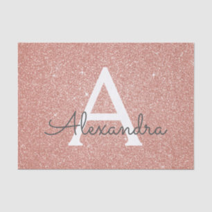 Pink Rose Gold Glitter and Sparkle Monogram Tissue Paper