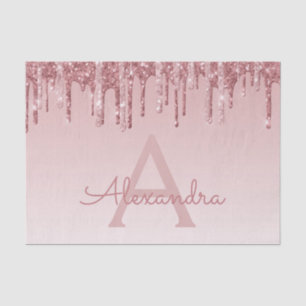 Pink Rose Gold Glitter and Sparkle Monogram Tissue Paper