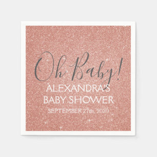 Pink Rose Gold Glitter and Sparkle Oh Baby! Napkin