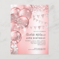 Pink Rose Gold Glitter Balloon Any Age Birthday