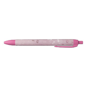 Pink Rose Gold Glitter Black Ink Pen