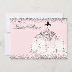 Pink Rose Gold Glitter Bridal Shower Invite