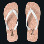 Pink Rose Gold Glitter Bride Wedding Flip Flops<br><div class="desc">Pink Rose Gold Glitter Sparkle Wedding Flip Flops with the option to add your name for Bridal Shower,  Bachelorette,  Quinceanera,  Sweet16 or any other party occasions. Use personalise this template option to change the text on the left and right sides</div>