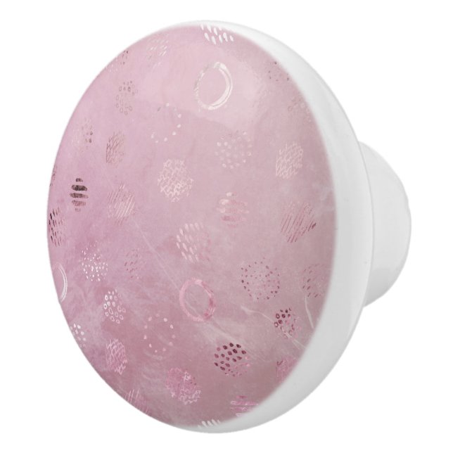 Pink Rose Gold Glitter Dots Ceramic Knob (Right)