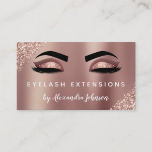 Pink Rose Gold Glitter Eyelash Lashes Extensions Business Card