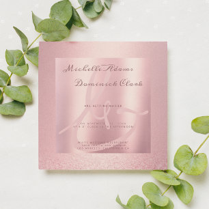 Pink rose gold glitter gradient ampersand Wedding Invitation