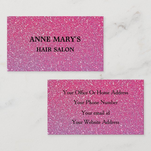 Pink Rose Gold Glitter Hair Salon Business Stylish Business Card (Front/Back)