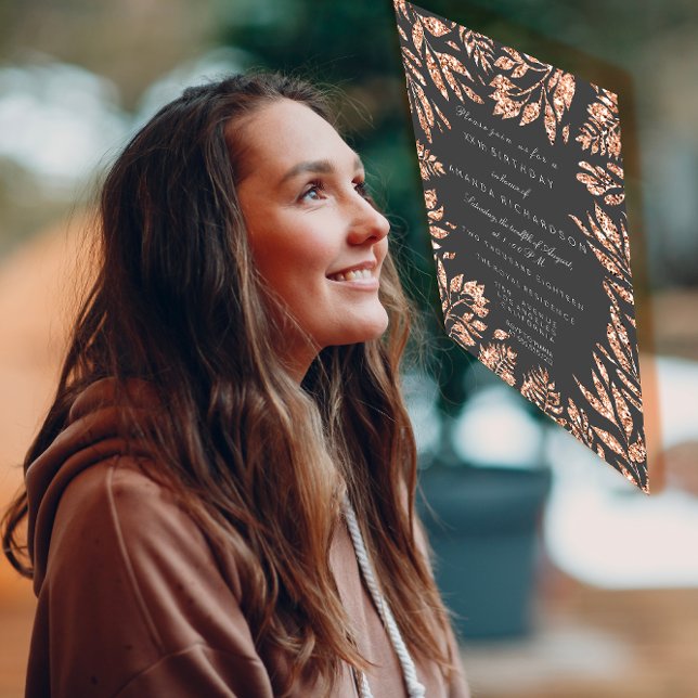 Pink Rose Gold Glitter Leafs Bridal Birthday Party Invitation (Pink Rose Gold Glitter Leafs Bridal Birthday Party Invitation )