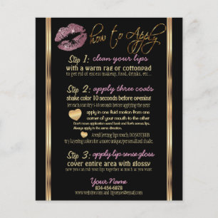Pink Rose Gold Glitter Lip Instructions Flyer