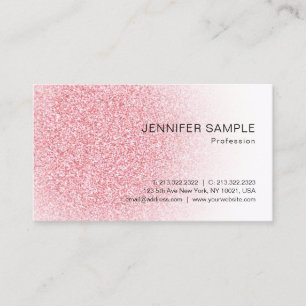 Pink Rose Gold Glitter Look Modern Elegant Business Card