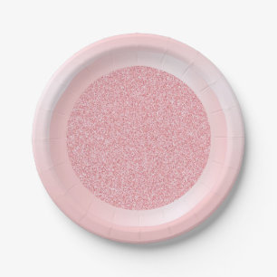 Pink Rose Gold Glitter Modern Trendy Template Paper Plate