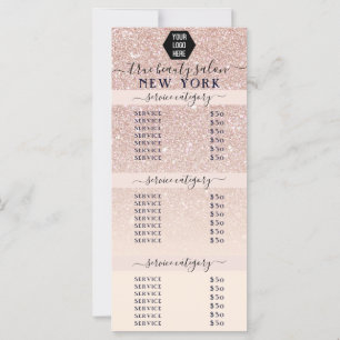 Pink Rose Gold Glitter Ombre Logo Salon Price List