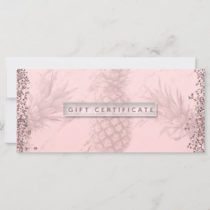 Pink Rose Gold Glitter Pineapple Gift Certificate