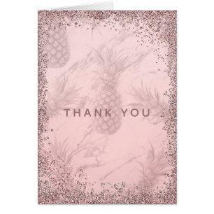 Pink Rose Gold Glitter Pineapple Thank You