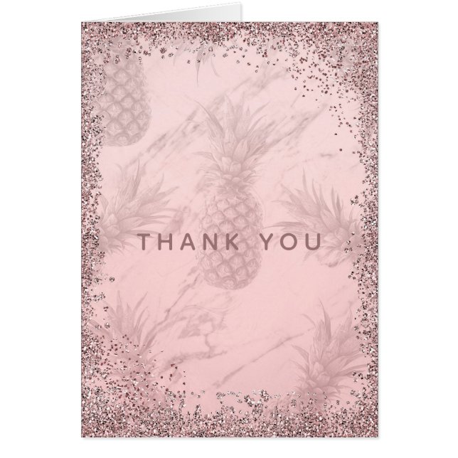 Pink Rose Gold Glitter Pineapple Thank You (Front)