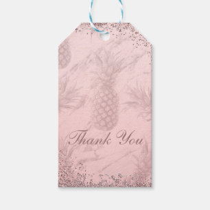 Pink Rose Gold Glitter Pineapple Tropical Favour Gift Tags