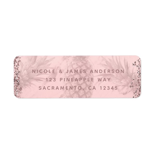 Pink Rose Gold Glitter Pineapple Tropical Party (Front)