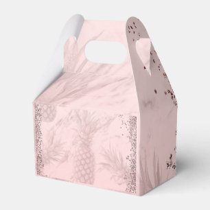 Pink Rose Gold Glitter Pineapple Tropical Party Favour Box
