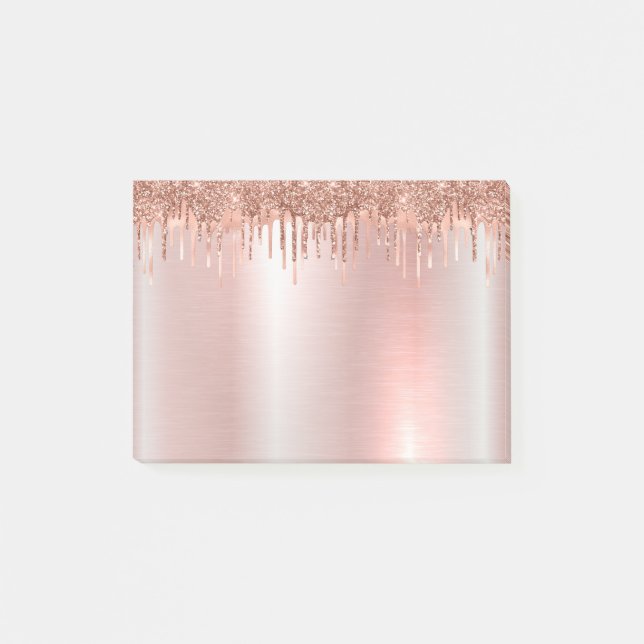 Pink Rose Gold Glitter  Post-it® Notes (Front)