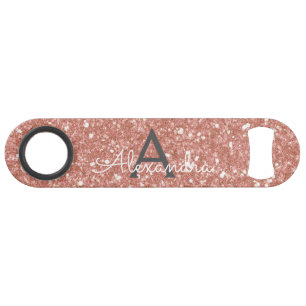 Pink Rose Gold Glitter & Sparkle Monogram