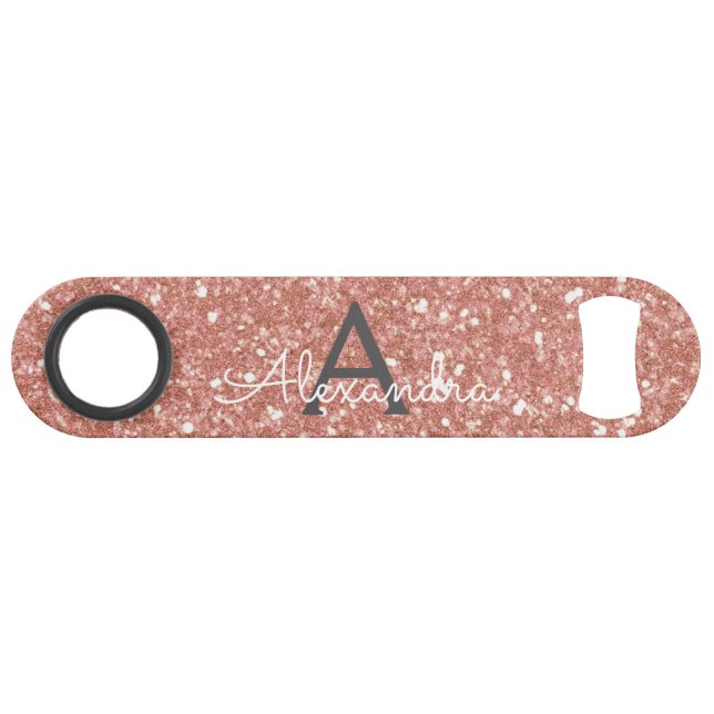 Pink Rose Gold Glitter & Sparkle Monogram (Front (Horizontal))
