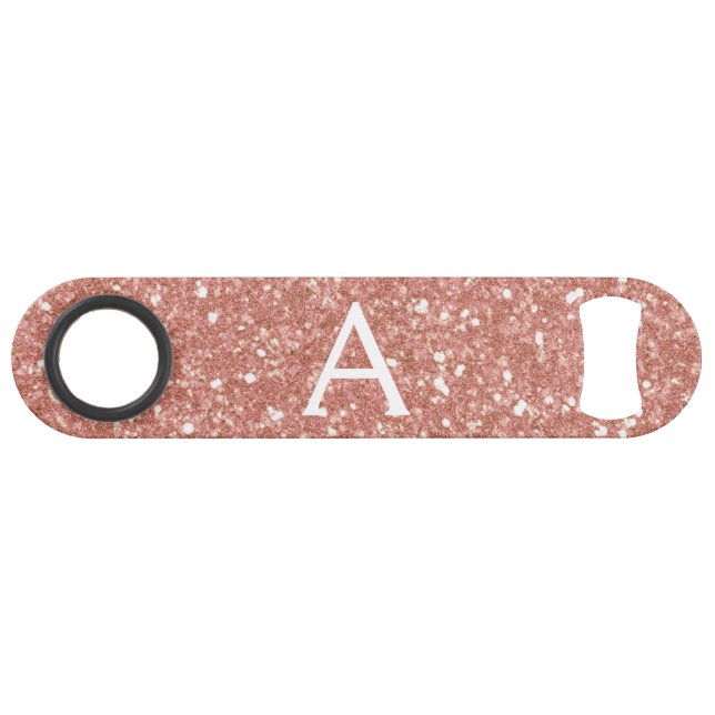 Pink Rose Gold Glitter & Sparkle Monogram (Front (Horizontal))