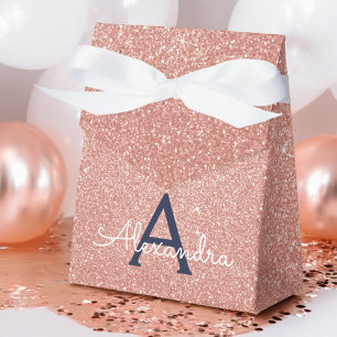 Pink Rose Gold Glitter & Sparkle Monogram Favour Box