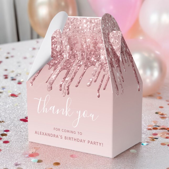 Pink Rose Gold Glitter & Sparkle Monogram Favour Box (Creator Uploaded)