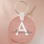 Pink Rose Gold Glitter & Sparkle Monogram Key Ring<br><div class="desc">Pink Rose Gold Faux Glitter and Sparkle Elegant Keychain. These Keychains can be customized to include your initial and first name and are a perfect bridal shower,  bachelorette party or birthday party favor.</div>