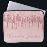 Pink Rose Gold Glitter Sparkle Monogram Laptop Sleeve<br><div class="desc">Blush Pink - Rose Gold Faux Dripping Glitter and Sparkle Elegant Monogram Girly Cute Laptop Computer Case or Sleeve. This case can be customised to include your signature script name.</div>