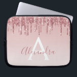 Pink Rose Gold Glitter Sparkle Monogram Laptop Sleeve<br><div class="desc">Blush Pink - Rose Gold Faux Dripping Glitter and Sparkle Elegant Monogram Girly Cute Laptop Computer Case or Sleeve. This case can be customised to include your signature script name.</div>