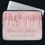 Pink Rose Gold Glitter Sparkle Monogram Laptop Sleeve<br><div class="desc">Blush Pink - Rose Gold Faux Dripping Glitter and Sparkle Elegant Monogram Business Professional Hair and Make Up Beauty Promotional Work Laptop Computer Case or Sleeve. This case can be customised to include your signature script name and job or position title.</div>