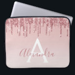 Pink Rose Gold Glitter Sparkle Monogram Laptop Sleeve<br><div class="desc">Blush Pink - Rose Gold Faux Dripping Glitter and Sparkle Elegant Monogram Girly Cute Laptop Computer Case or Sleeve. This case can be customised to include your signature script name.</div>