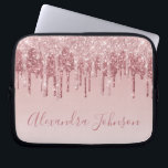 Pink Rose Gold Glitter Sparkle Monogram Laptop Sleeve<br><div class="desc">Blush Pink - Rose Gold Faux Dripping Glitter and Sparkle Elegant Monogram Girly Cute Laptop Computer Case or Sleeve. This case can be customised to include your signature script name.</div>