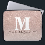 Pink Rose Gold Glitter Sparkle Monogram Script Laptop Sleeve<br><div class="desc">Pink Rose Gold Glitter Sparkle Monogram Script Computer Sleeve</div>